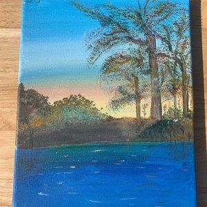 8x10 Island Sunset. Hand painted, acrylic
